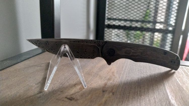CIVIVI NOx Black Marble Carbon Fiber / Gray Steel, Black Damascus knife (C2110DS-1)