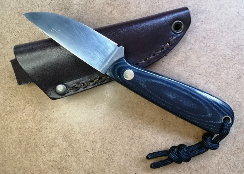 Brisa Necker 70 F knife - Black Micarta - Leather scabbard