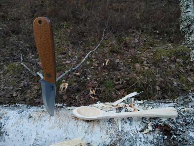 Brisa Necker 70 Sc knife - Mustard Micarta - Kydex scabbard