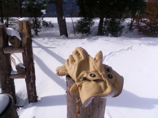 Longhorn bushcraft leather gloves - sand-colored