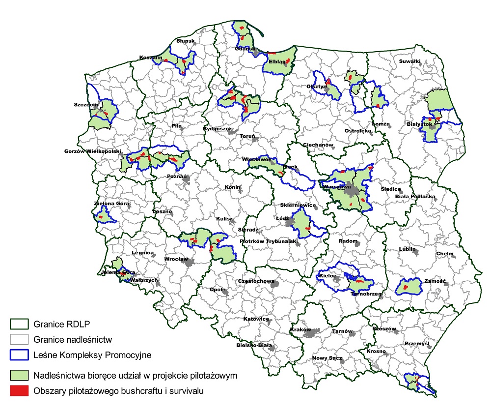 Mapa obszarów do biwakowania w lesie