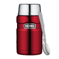Thermos Style 0.71L dinner thermos with spoon and cup - red