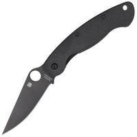 Spyderco Military Model G-10 Black / Black Blade Folding Knife (C36GPBK)