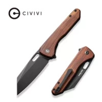 Civivi Nugz Guivourtia Wood Folding Knife, Black Stonewasahed 14C28N by Matthew Wehrwein (C23060-3)