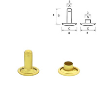 Calfskin cleat 8 mm - Brass (10 pcs)