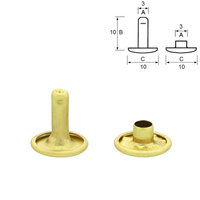 Calfskin cleat 8 mm - Brass (10 pcs)
