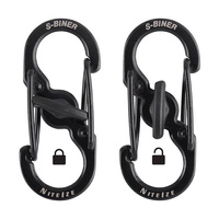 Nite Ize - S-Biner MicroLock Carabiner - Black - 2Pack - LSBM-01-2R3