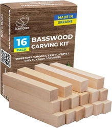 Set of 16 linden wood blocks for carving - BeaverCraft BW16