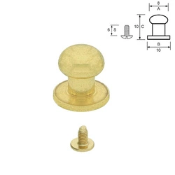 Calfskin cleat 8 mm - Brass (10 pcs)