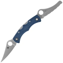 Spyderco Dyad Jr Folding Knife. Lighweight Sprint Run Cobalt Blue FRN, Satin CPM SPY27 by Sal Glesser (C39PSCBL)