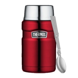 Thermos Style 0.71L dinner thermos with spoon and cup - red