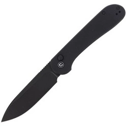 CIVIVI Button Lock Elementum Black G10 knife, Black Stonewashed (C2103A)