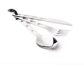 Hiking Cutlery - GSI Glacier Stainless Folding 3 pc Ring Cutlery