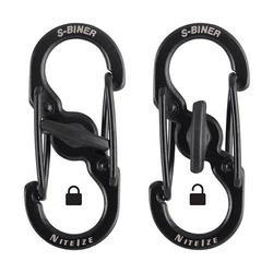 Nite Ize - S-Biner MicroLock Carabiner - Black - 2Pack - LSBM-01-2R3