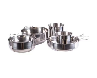 Mil-tec Stainless Steel Camping Cookware Set - 5 items 