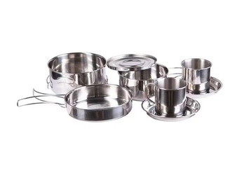 Mil-tec Stainless Steel Travel Cookware Set - 8 items 