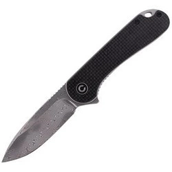 CIVIVI Elementum Flipper knife Twill Carbon Fiber / Black G10, Damascus (C907DS)