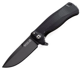 LionSteel SR Flipper Aluminum Black / Black Blade Folding Knife (SR22A BB)