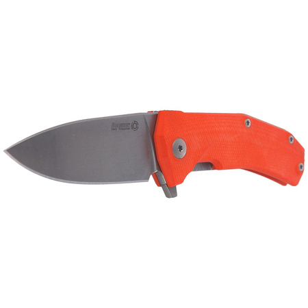 LionSteel KUR G10 Orange / Stone Washed Blade Folding Knife (KUR OR)