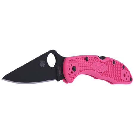 Spyderco Delica 4 FRN Pink, Black Blade Plain Folding Knife (C11FPPNS30VBK)