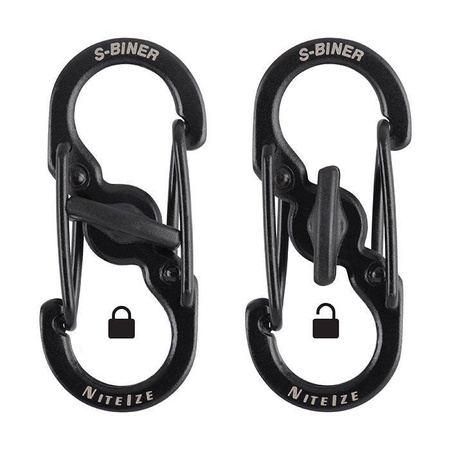 Nite Ize - S-Biner MicroLock Carabiner - Black - 2Pack - LSBM-01-2R3