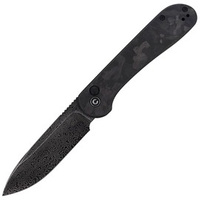 CIVIVI Button Lock Elementum Marble Carbon Fiber Black, Black Damascus knife (C2103DS-3)