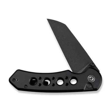 Civivi Pragma Prime Black Aluminum, Black Stonewashed 14C28N Folding Knife (C24067-1)
