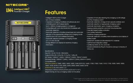 Battery charger - Nitecore UM4