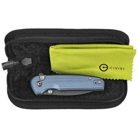 Civivi Knife Mini Shakan Blue Aluminum Folding Knife, Damascus (C20052F-DS1)