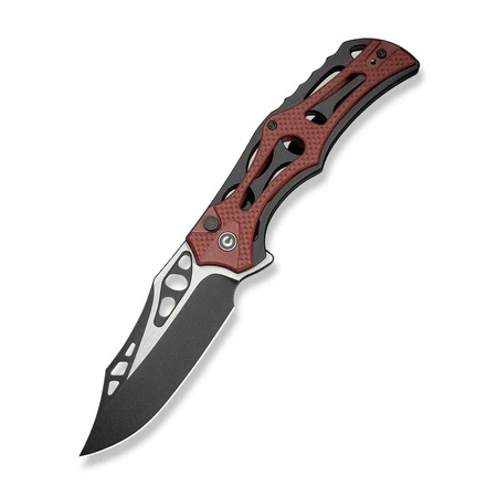 Civivi Biophase Black Aluminum / Burgundy G10, Black Stonewashed Nitro-V Folding Knife (C23083C-1)