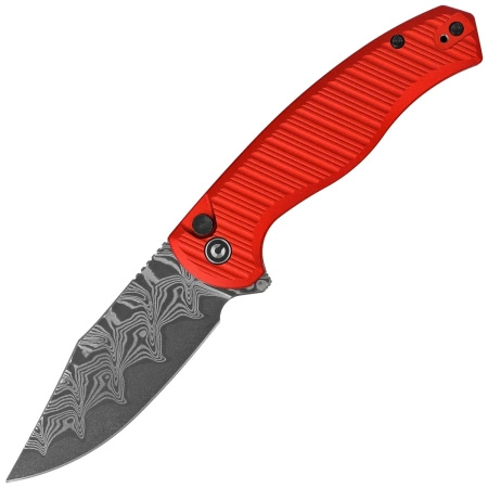 Civivi Stormhowl Red Aluminum Folding Knife, Damascus (C23040B-DS1)