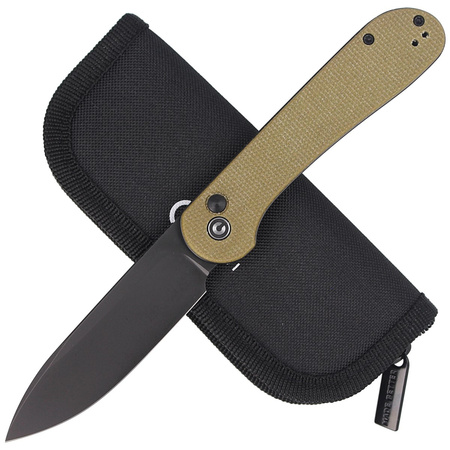 CIVIVI Button Lock Elementum Knife Olive Micarta, Black Stonewashed (C2103B)