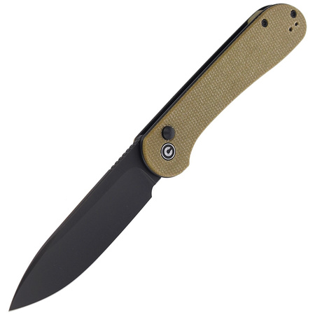 CIVIVI Button Lock Elementum Knife Olive Micarta, Black Stonewashed (C2103B)