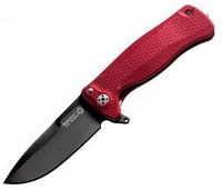 LionSteel SR Flipper Aluminum Red / Black Blade Folding Knife (SR22A RB)