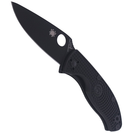 Spyderco Tenacious FRN Black Blade Plain Folding Knife (C122PBBK)