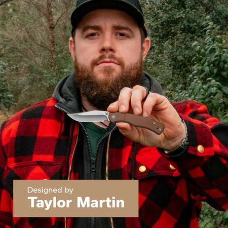 Civivi Clingman Brown Canvas Micarta Folding Knife, Black Stonewashed Nitro-V by Taylor Martin Best Damn EDC (C23065-3)