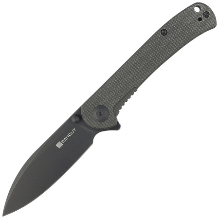 Sencut Scepter Dark Green Micarta Folding Knife, Black Stonewashed 9Cr18MoV (SA03G)