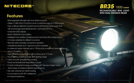 Nitecore BR35 1800 Lumen Bicycle Flashlight