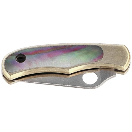 Spyderco Bug Folding Knife Nickel Silver/Abalone, Satin 12C27 (C133AP)