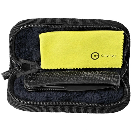 Civivi Caetus Black Burlap Micarta Folding Knife, Black Stonewashed 14C28N (C21025C-2)