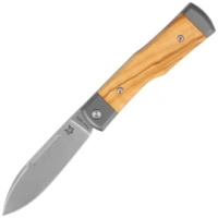 Fox Gunstock Olive Wood/Titanium, Satin M390 pocket knife (FX-558 OL)