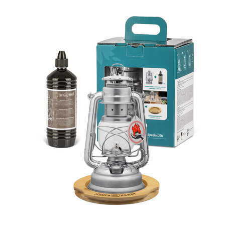 Feuerhand kerosene lamp - Gift set with fuel and stand - Zinc
