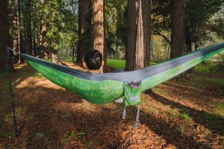 ENO DoubleNest PRINT Giving Back Hiking Hammock - Outside LNT/Charcoal