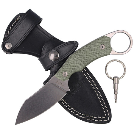 LionSteel H1 Karambit Canvas Green, Stone Washed Blade (H1 CVG) Knife