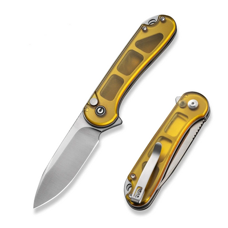 Civivi Button Lock Elementum II Folding Knife Polished Ultem, Satin Nitro-V (C18062P-7)