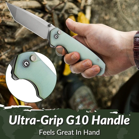 Civivi Brazen Button Lock Natural G10, Stonewashed 14C28N Folding Knife (C19059C-3)