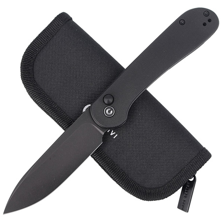 CIVIVI Button Lock Elementum Black G10 knife, Black Stonewashed (C2103A)