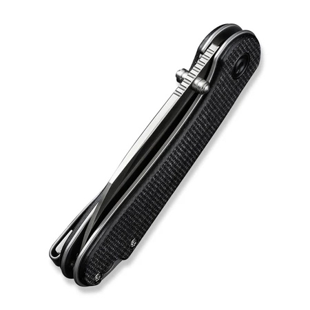 Civivi Elementum Wharncliffe Black Canvas Micarta Folding Knife, Satin Nitro-V (C18062AF-3)