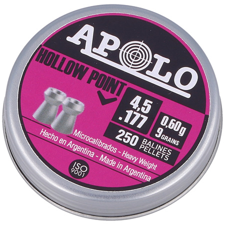 Apolo Hollow Point 4.52 mm shotgun shell, 250 rounds. 0.60g/9.0gr (19201-2)