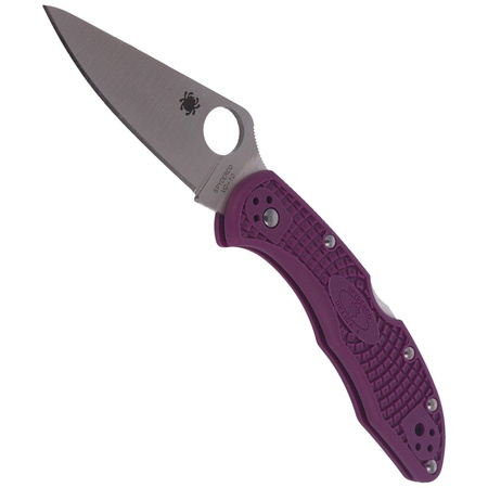 Spyderco Delica 4 Flat Ground Lightweight Purple Plain Folding Knife (C11FPPR)
